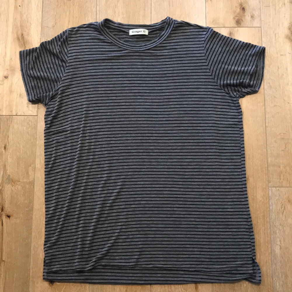 Black and Grey Striped Top